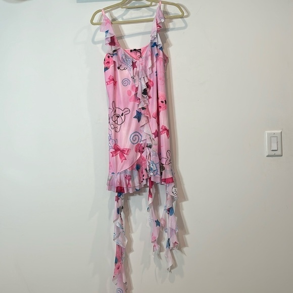 New Y2K pink puppy plushie art print mini dress new with tags size XL - Picture 1 of 8